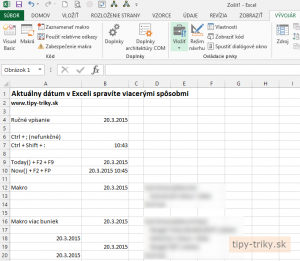 Aktuálny dátum v Exceli