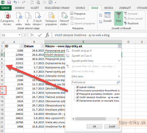 Prečo automatický filter v Exceli nefunguje - skryté riadky